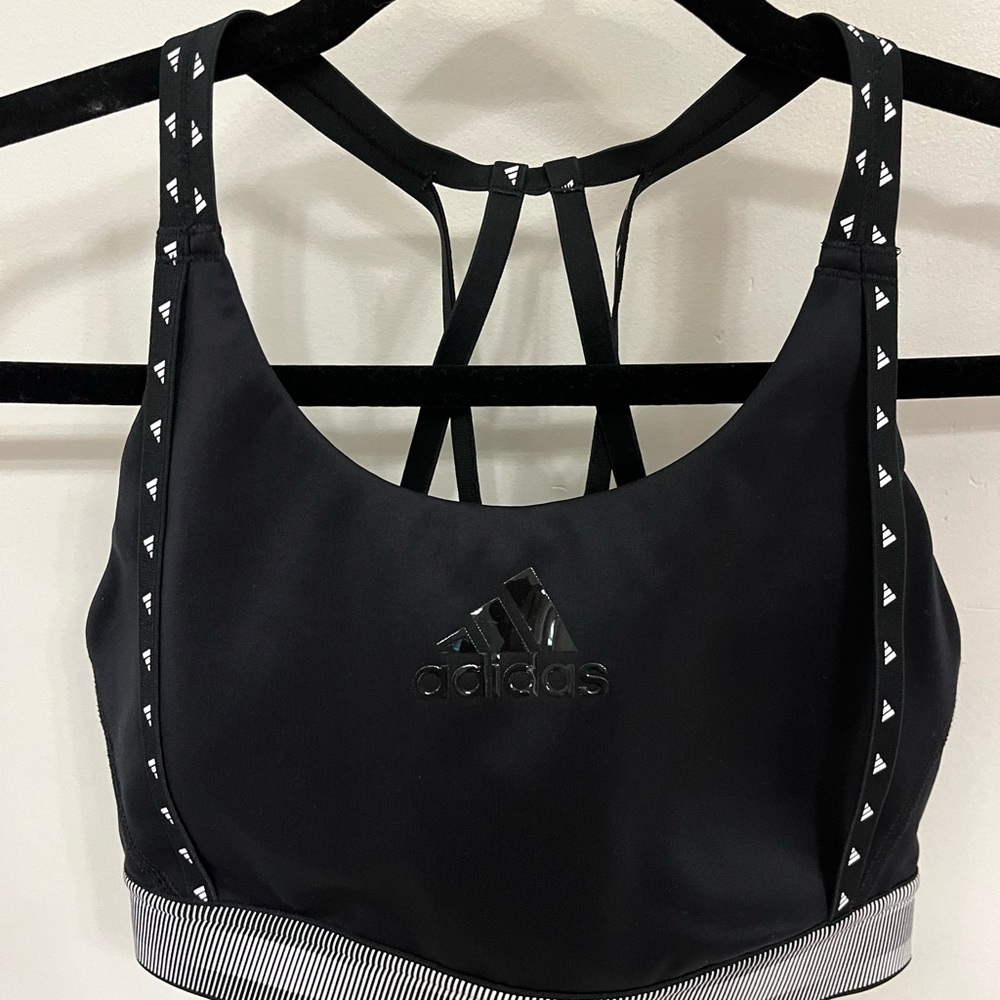 Adidas Black Racerback Sports Bra with Breathable Design